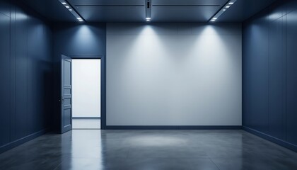 Obraz premium Modern Minimalist Room Interior Design With Open Door