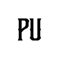 PU monogram logo design letter text name symbol monochrome logotype alphabet character simple logo