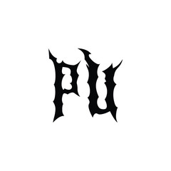 PU monogram logo design letter text name symbol monochrome logotype alphabet character simple logo