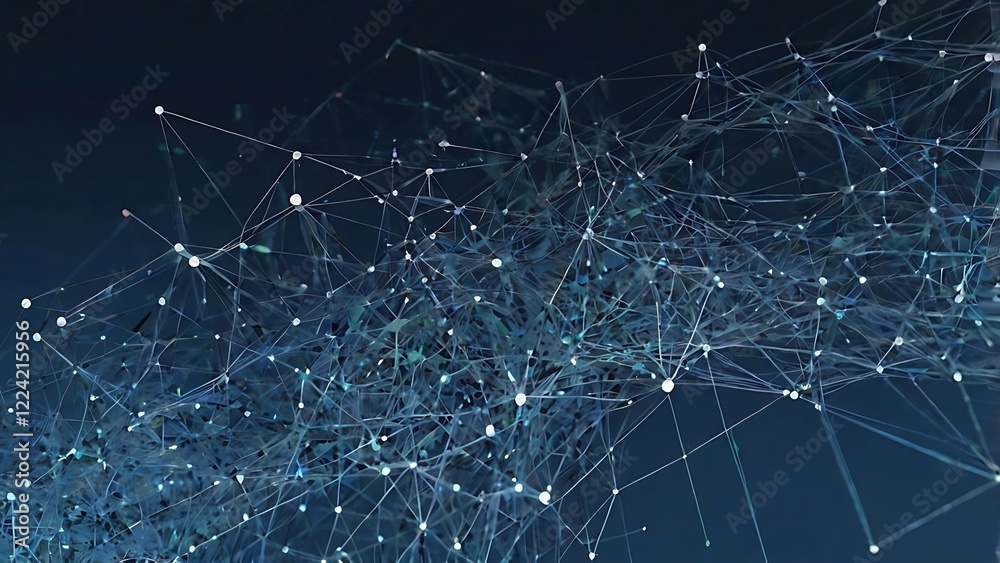 Aufkleber digital illustration featuring an abstract network design consists of a series of interconnected whi