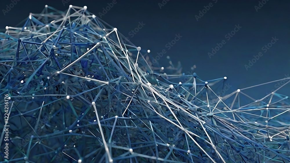 Aufkleber digital illustration featuring an abstract network design consists of a series of interconnected whi