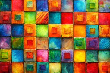 Abstract Colorful Squares. Geometric Pattern in Vibrant Hues
