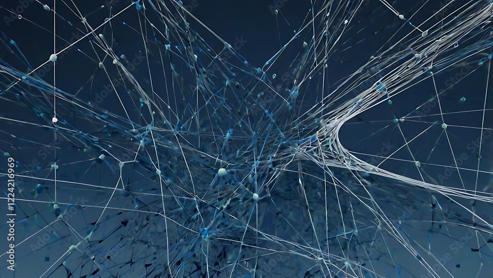 Aufkleber digital illustration featuring an abstract network design consists of a series of interconnected whi