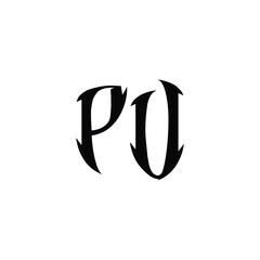 PU monogram logo design letter text name symbol monochrome logotype alphabet character simple logo
