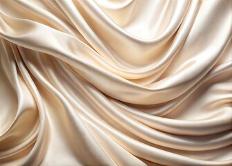 Obraz premium Soft Pastel Beige Cream Satin Silk Swirl Wave Background Elegant Fabric Texture