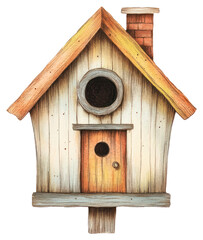 PNG Bird house illustration vintage hand-drawn.