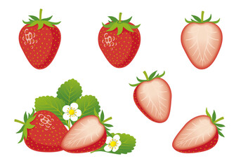 いちご　ストロベリー　イラスト　アイコンセット
