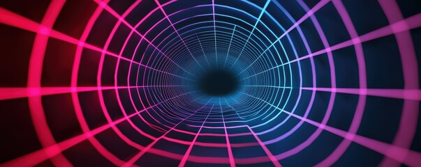 Fototapeta premium Abstract Glowing Tunnel with Pink and Blue Neon Lines