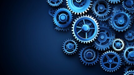 Blue gears mechanism background, teamwork, industry, technology, website