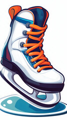 Ice skates on ice, winter sport, leisure activity, cartoon style, website graphics
