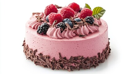 Raspberry Mousse Cake with Chocolate Topping