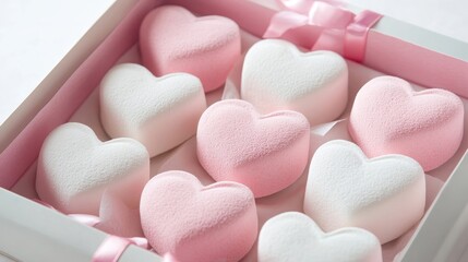 Fototapeta premium Heart-Shaped Pink and White Marshmallows