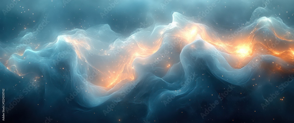 Poster Smooth gradient background turquoise glowing noise texture minimalistic design ethereal lighting abstract art