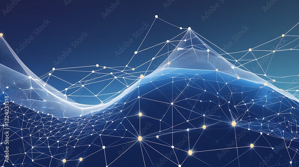 Aufkleber digital illustration featuring an abstract network design consists of a series of interconnected whi