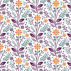 Fototapeta premium stylish flower pattern with artistic botanical textures for seamless fashion wallpaper and textiles
