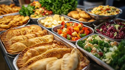 Fototapeta premium a great empanada catering with a salad menu on the back.
