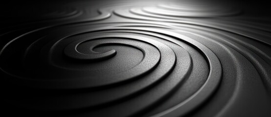 Abstract Black White Grey Monochrome Artwork with Concentric Swirls and Smooth Gradients