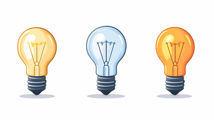 Three illuminated lightbulbs, idea concept, white background, website design
