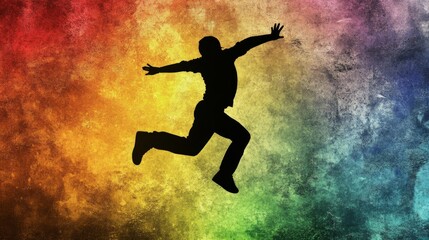 Naklejka premium A man is jumping in the air