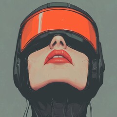 Futuristic Woman in Red Visor A Digital Portrait © Panithi