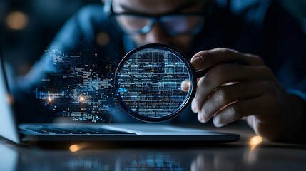 marketing research trends and technology, futuristic tools in use, AI-powered data visuals, innovation-focused office, immersive tech design, modern professionals at work, vibrant yet professional