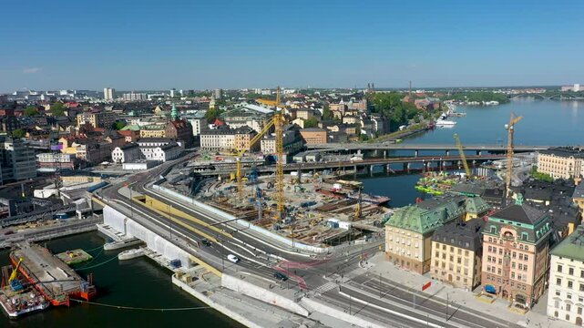 Stockholm city center undergoing extensive urban development of slussen and construction