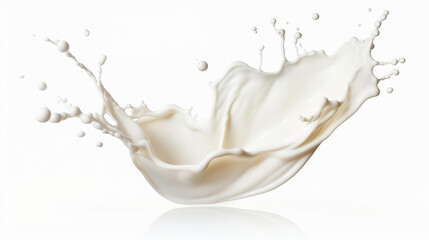 "白い背景に宙に舞うスプラッシュな牛乳のクローズアップ."
