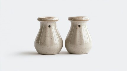 Elegant ceramic salt and pepper shakers complement your dining experience. Perfect for modern kitchens and elegant table settings. Enhance your meals with style. Generative AI