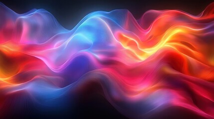 Fototapeta premium Abstract Neon Composition Vibrant Curves and Gradients with 3D Effect on Black Background