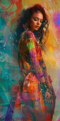 Ethereal Fashion Portrait with Colorful Abstract Background