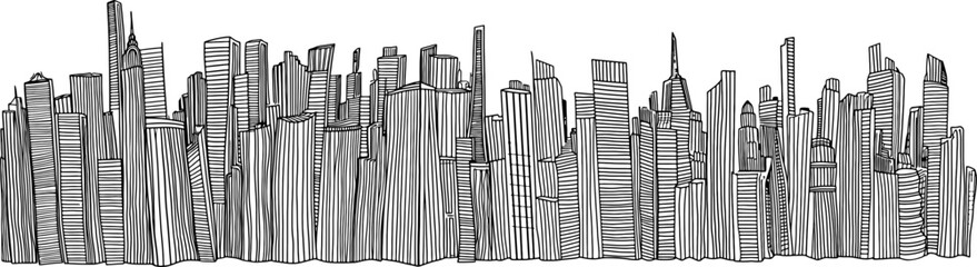 City skyline outline drawing