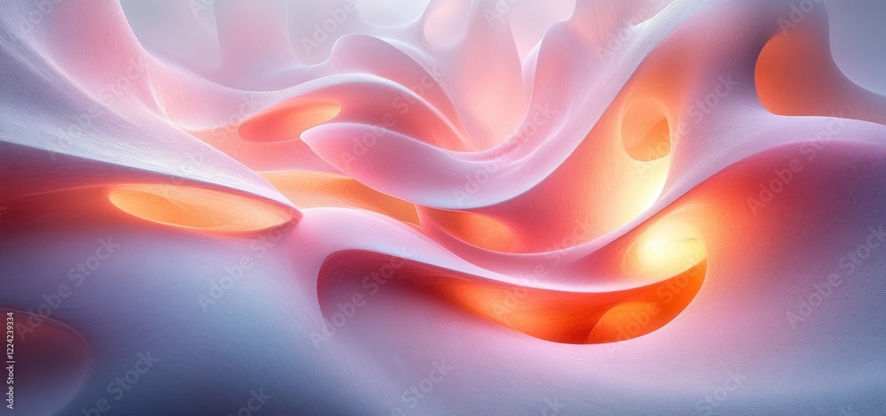 Poster Abstract Minimalist Background Design in Pastel Colors with Circular Shapes and Smooth Gradients