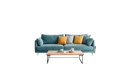 Modern Teal Sofa and Coffee Table Living Room Setup