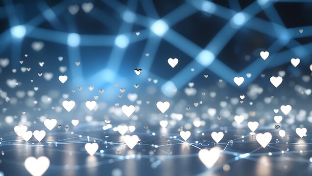 Futuristic Heart Bokeh: Technological Elegance and Romantic Whimsy