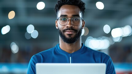 Portrait of a Focused Young Man Using a Laptop