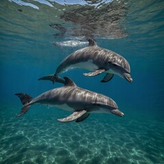 Fototapeta premium Dolphin is a beautiful animal.Dolphin living in sea.