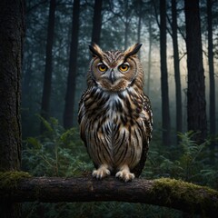 Fototapeta premium great horned owl sitting on a branch