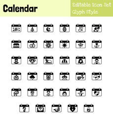Calendar Collection Icon Set Glyph Style