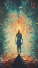 Fototapeta premium A man is standing in the middle of a bright light