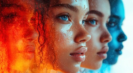 Diverse Men Portraits Color Palette Youth Beauty Expression Emotions Collage Photography Modern Art