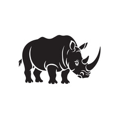 Obraz premium Rhinos Vector illustration, Silhouette of rhinos and baby rhinoceros Isolated Vector illustration