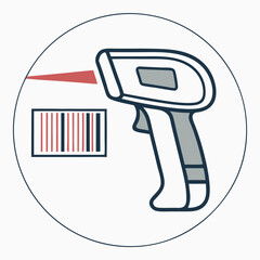 Barcode Scanner Icon with Barcode Illustration