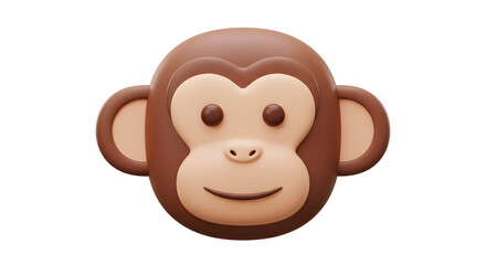 Fototapeta premium Cute 3D Monkey Face Emoji Cartoon Illustration isolated on white background. Generative AI