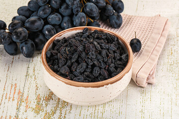 Dry ripe sweet blue raisin