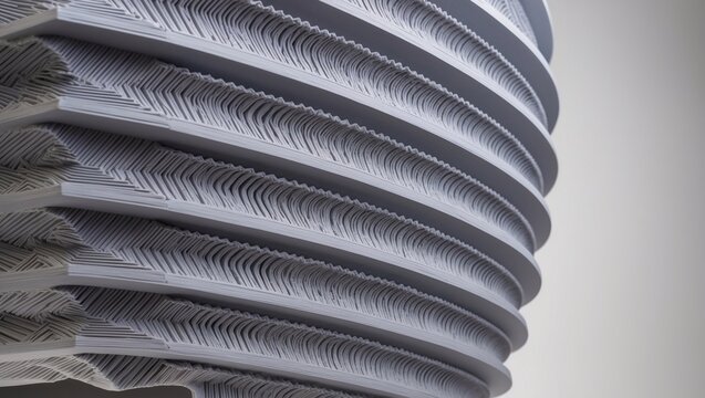 Layered texture of 3D printed material illustrating intricate patterns and details