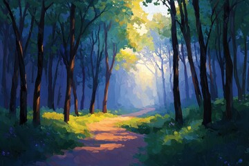 Sunlit Forest Path A Serene Nature Scene