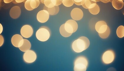 Warm golden bokeh abstract light circles on blue background