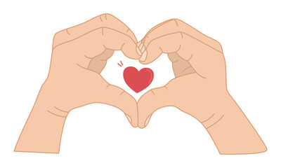 Children's hand made love heart sign. Love Hand Sign. Vector Illustration.