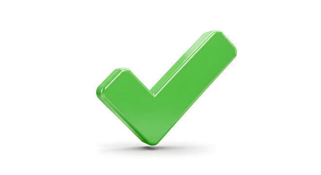 Green 3D Check Mark Icon Approval Symbol isolated on white background. Generative AI