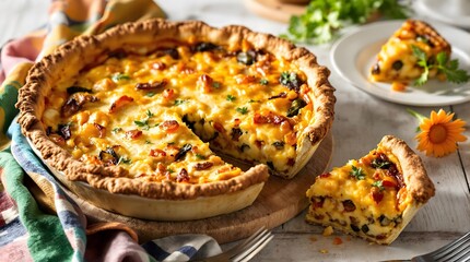 Grønnsakspai (Vegetable Pie) with a Golden Crust and Cheesy Filling [Norwegian Cuisine]